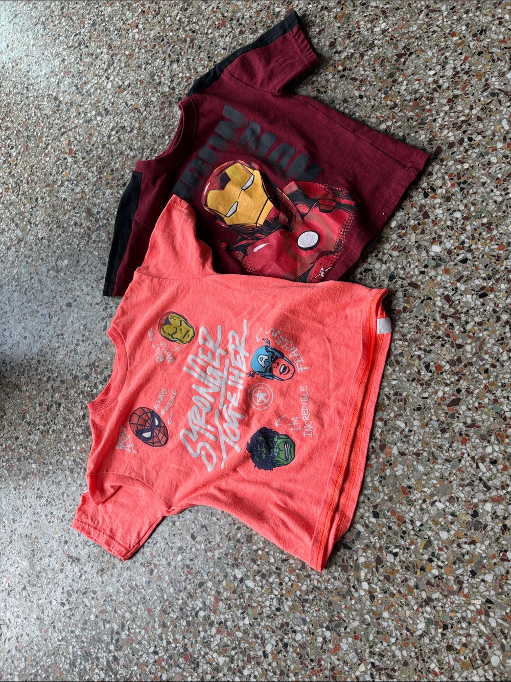 Kids Super Heroes t-shirts size 5/6. Spider-Man, Hulk, Captain and Iron Man